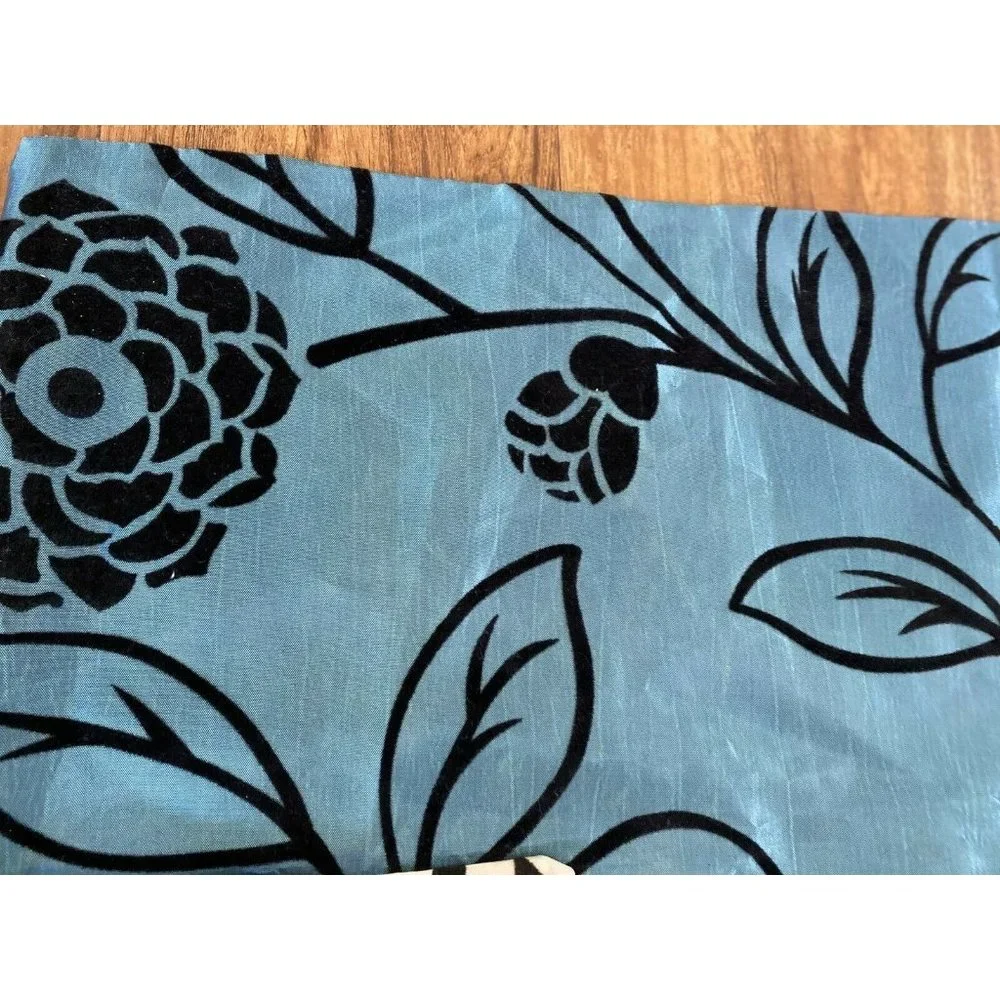 Vintage Set 2 Square Satiny Velvet‎ Detail Pillow Cases Blue Black Beige Zipper